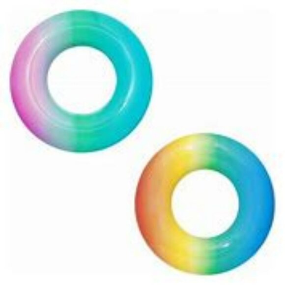 Safeway H2O Go! Inflatable Multicolor Vinyl Rainbow Swim Ring Tube Ages 10+ New - Picture 2 of 3